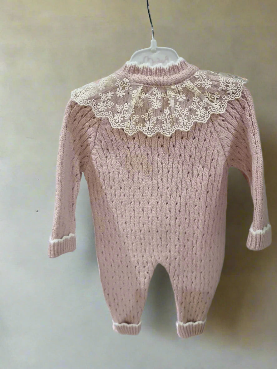 Baby Pink Woolly Romper Set